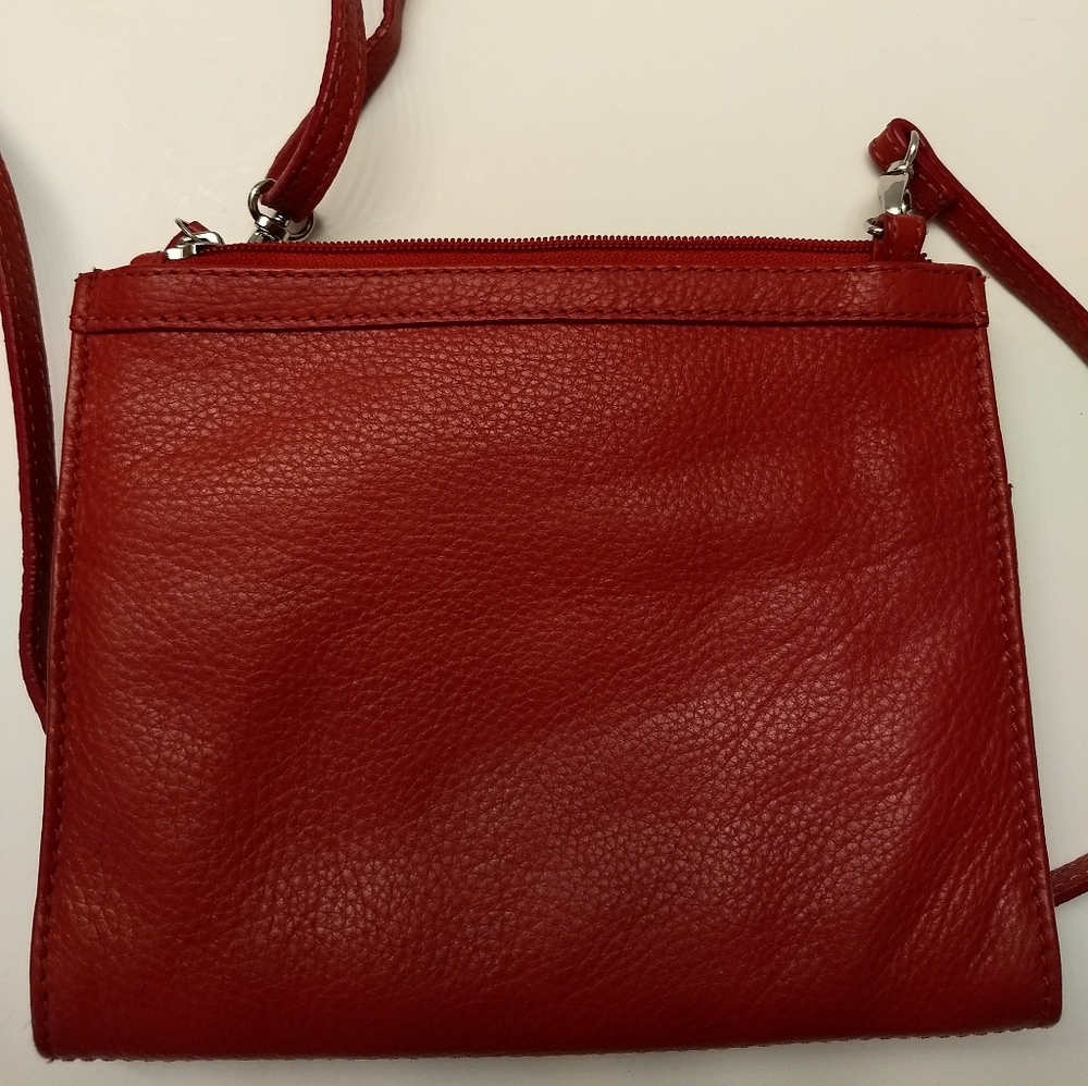 Jack Georges Red Leather Crossbody Wallet Purse - Picture 5 of 7